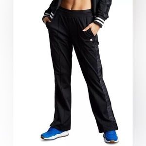 Champion Women's Tricot Logo-Stripe Track Pants Black Size: M Box A
